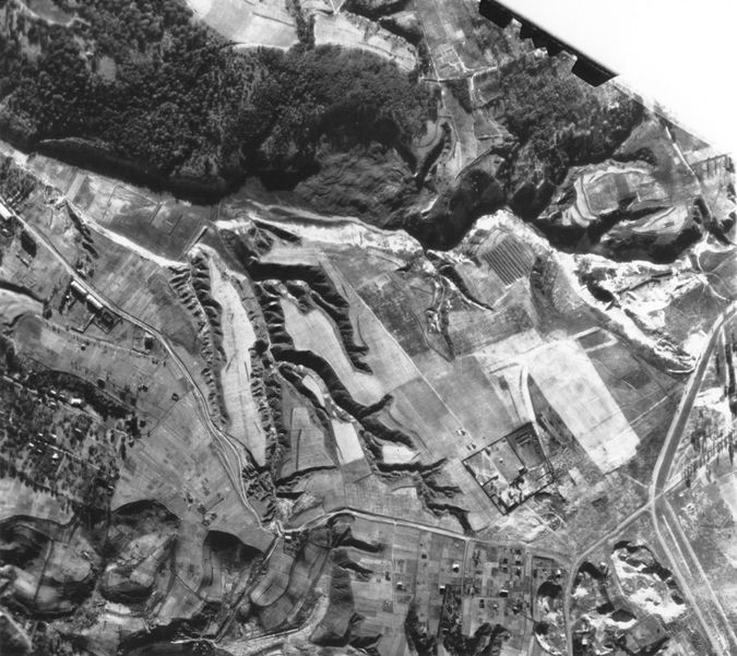 An aerial photograph of the Babi Yar ravine