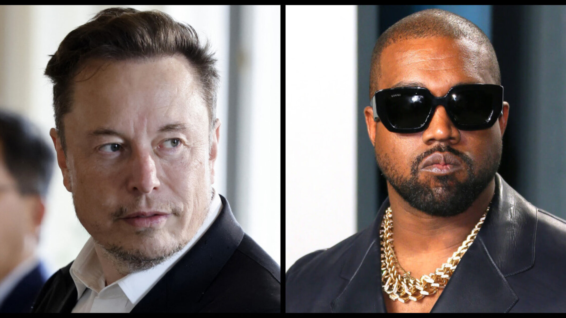 Elon Musk, left, and Kanye West.